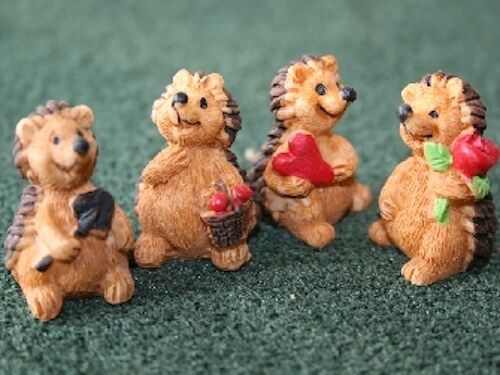 Four Happy Hedgehogs for a Dolls House, Miniatures, Pets & Animals 1.12 Scale