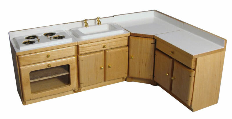 Complete Kitchen Set, Dolls House Miniature, Sink, Cooker, 1.12 Scale Miniatures