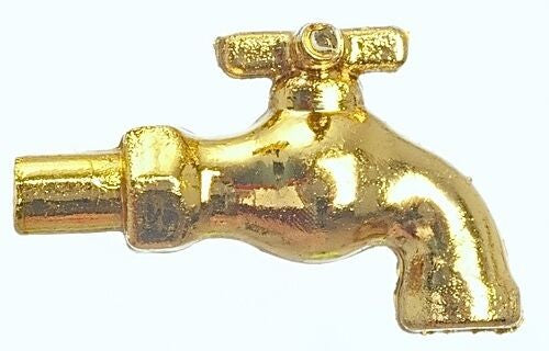 Gold Tap / Spigot, Dolls House Miniature, 1.12 Scale, Kitchen, Outdoor Tap,
