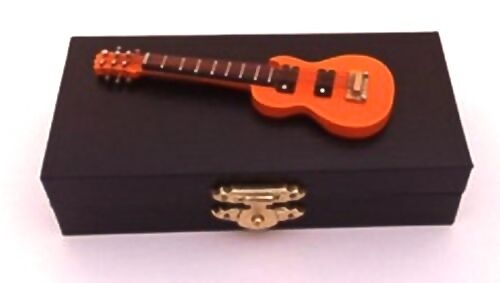 Dolls House Miniature Orange Gibson Guitar, Music Room Instrument 1.12 Scale