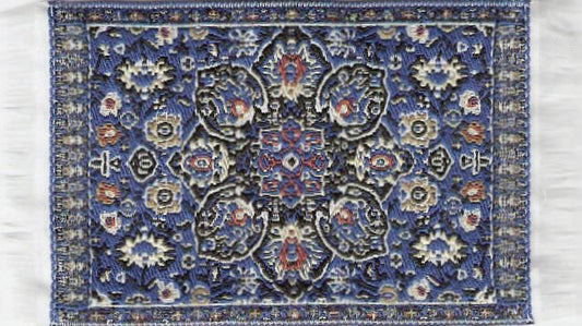 Small Turkish Carpet Rug Blue Patterned, Dolls House Miniature,