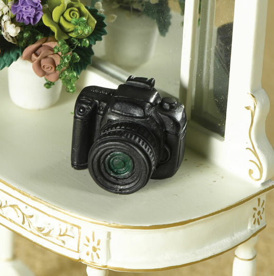 Black 'SLR' Camera, Dolls House Miniature 1.12 Scale Accessory