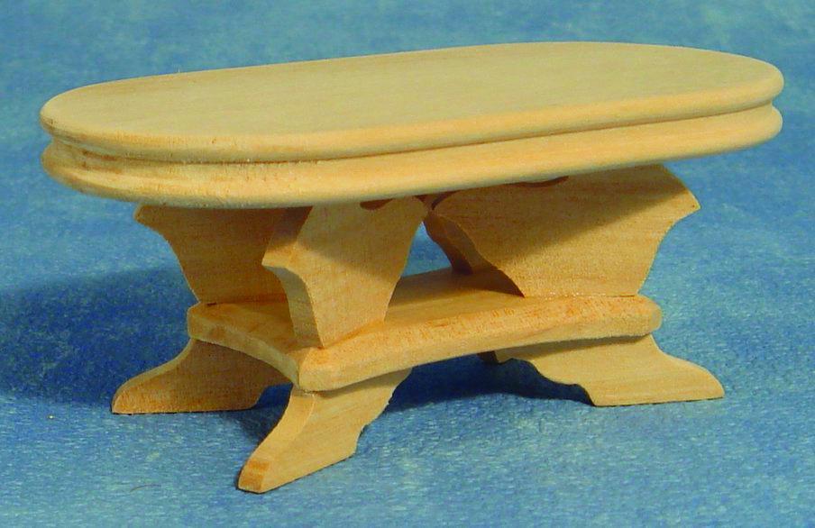 Bare Wood Oval Table, Dolls House Miniatures, 1.12 Scale Furniture