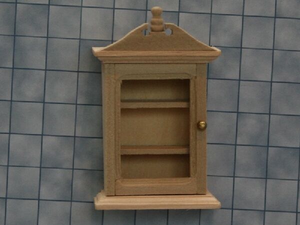 Wall Cabinet With Mirror, Barewood Bathroom Miniature Furniture, Dolls House.