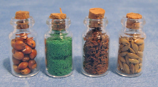 Four Filled Glass Food Jars. Dolls House Miniature, 1:12 Scale  Kitchen