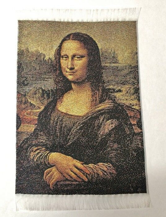 Mona Lisa Rug, Doll House Miniature, 1.12 Scale Home Decor, Da Vinci