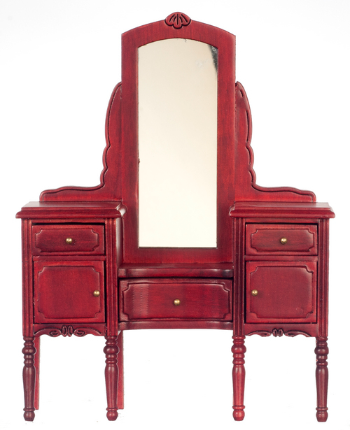 Vanity Desk Mahogany, Dolls House Miniature Furniture Bedroom.