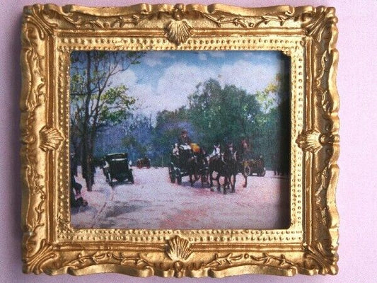 Vintage French Scene Picture In Ornate Golden Frame, Dolls House Miniatures, Dec