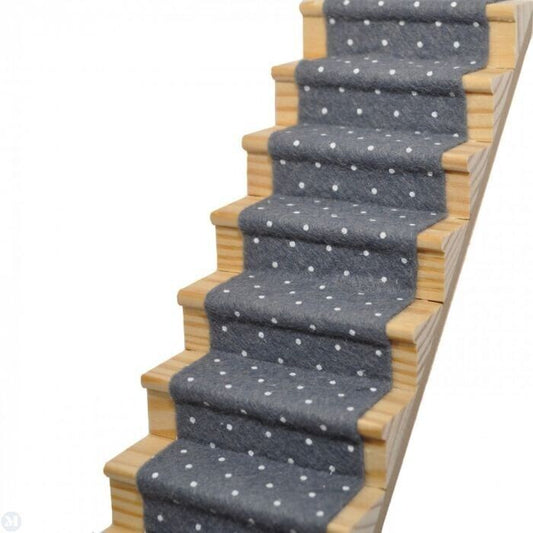 Slate Grey Spotted Stair Carpet, Dolls House Miniature 1.12 Scale, Adhesive Back