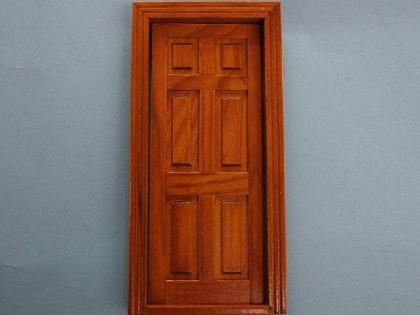 Six Panel Internal Walnut Door, Dolls House Miniature, DIY 1.12 Scale, Wood