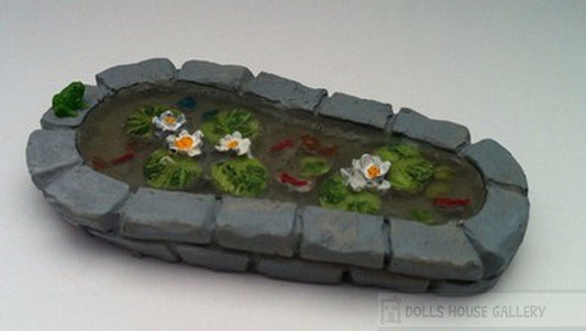 Grey Stone Pond, Outdoor Miniature Dolls House, Frog, Garden Water Feature