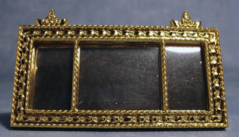 Long Golden Ornate French Mirror, Dolls House Miniature Wall Decor Decoration