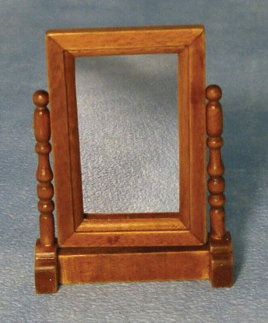 Antique Oak Swivel Mirror, Dolls House Miniature, Bathroom Bedroom