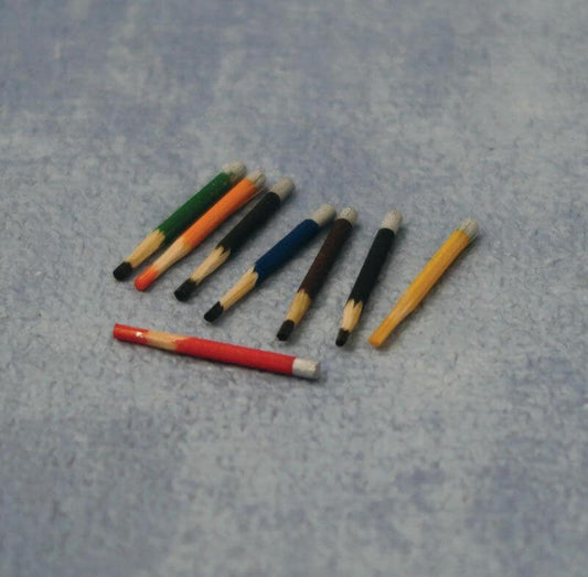 Pencil set, dolls house miniatures, miniature stationery, 1.12 scale pencils