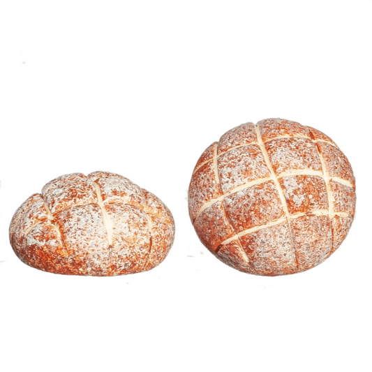 Pair Of Baps, Dolls House Food Bread Miniature, Miniatures 1.12 Scale