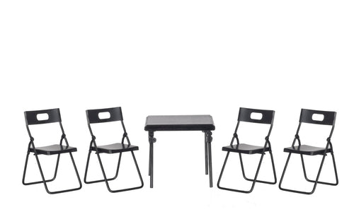 Black Folding Table & Chairs, 5 Piece Set