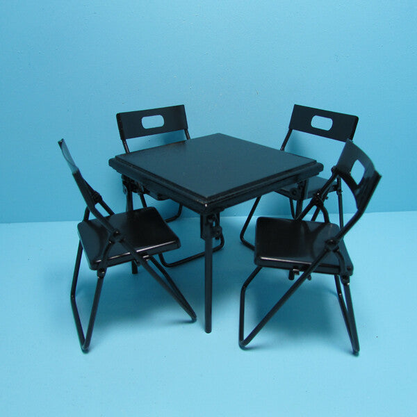 Black Folding Table & Chairs, 5 Piece Set