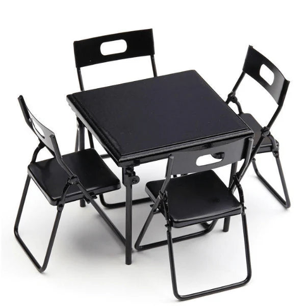 Black Folding Table & Chairs, 5 Piece Set