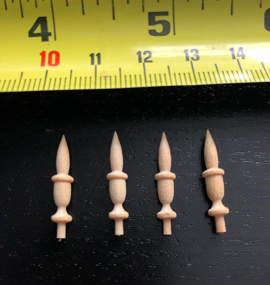 Four Wooden Finials, Dolls House Miniature Fixture & Fittings, DIY 1.12 Scale