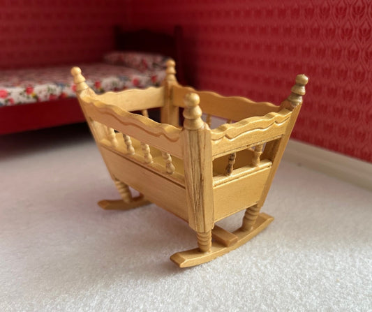 Pine Baby Cot, Dolls House Miniatures,