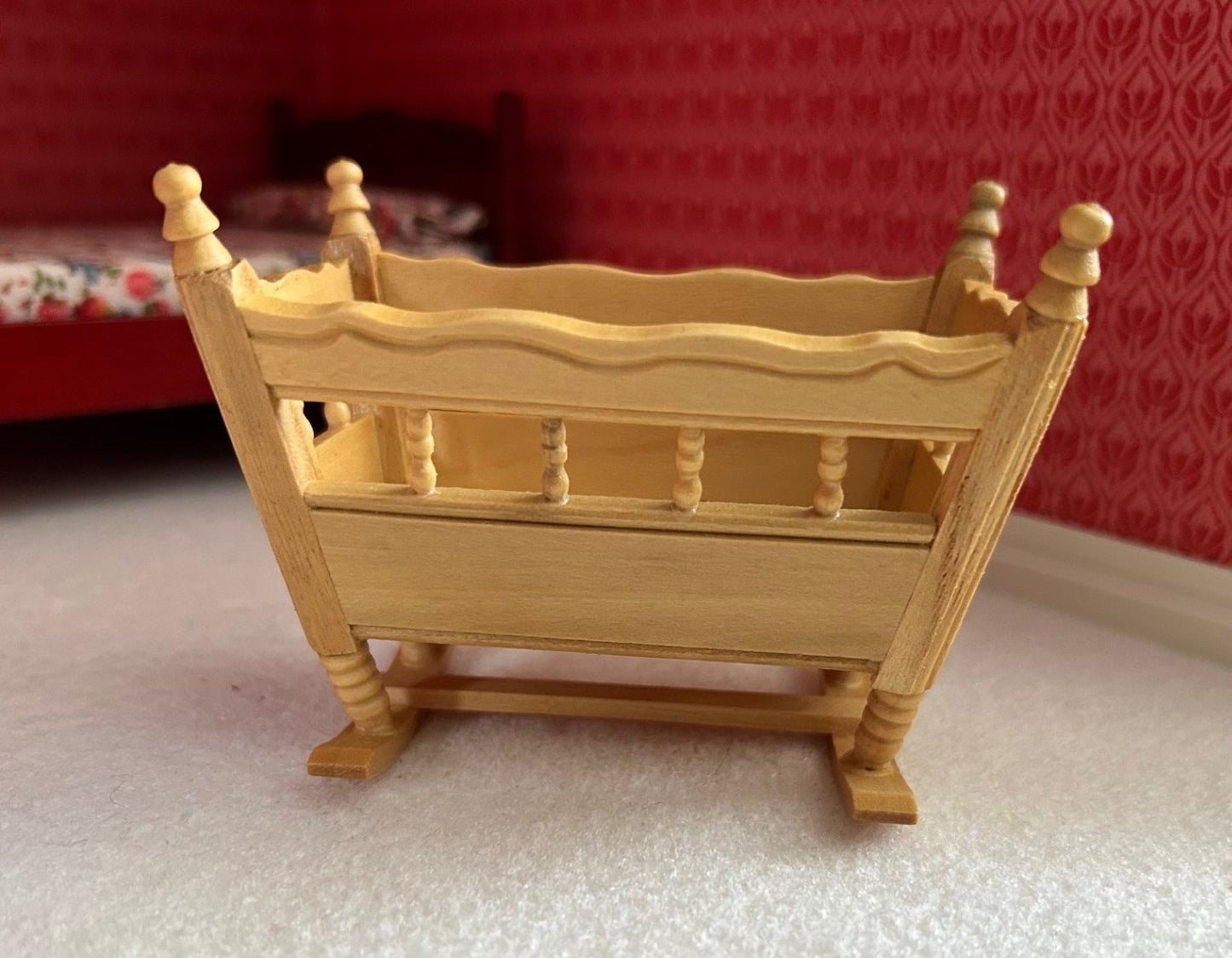 Pine Baby Cot, Dolls House Miniatures,