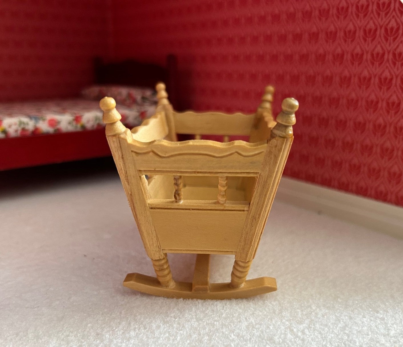 Pine Baby Cot, Dolls House Miniatures,
