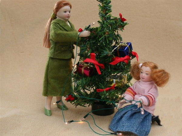 String of 12 x 3mm White Lights Christmas string (with plug ) Dolls House Miniature