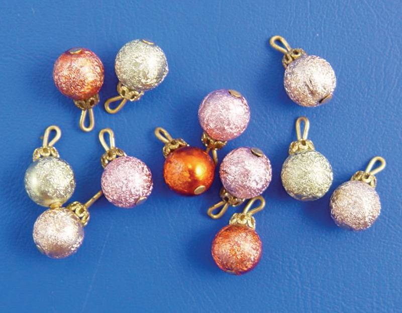 Dolls House Miniatures 12 Christmas Baubles, Christmas Tree Accessory