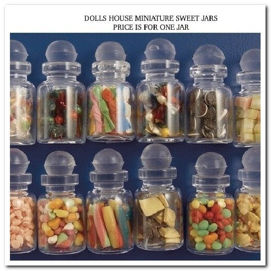 One Filled Glass Sweet Jars Choice of Twelve, Doll House Miniatures Sweets