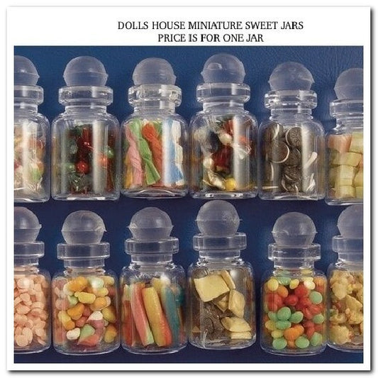 One Filled Glass Sweet Jars Choice of Twelve, Doll House Miniatures Sweets