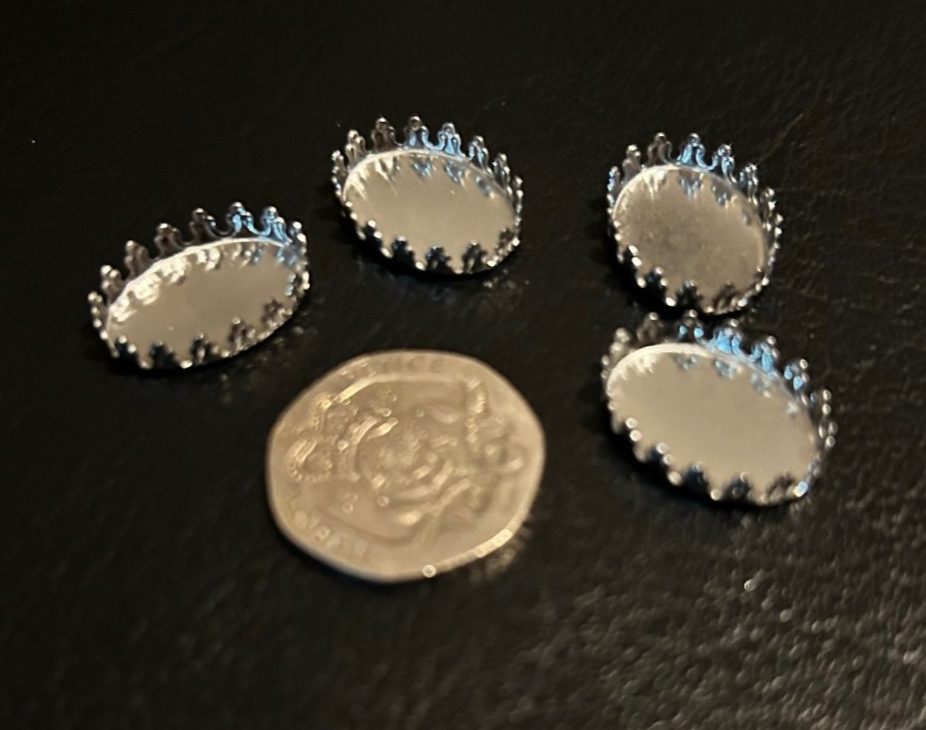 4 Tiny Oval Silver Trays, Dolls House Miniature. 1.12 Scale Bedroom accessory