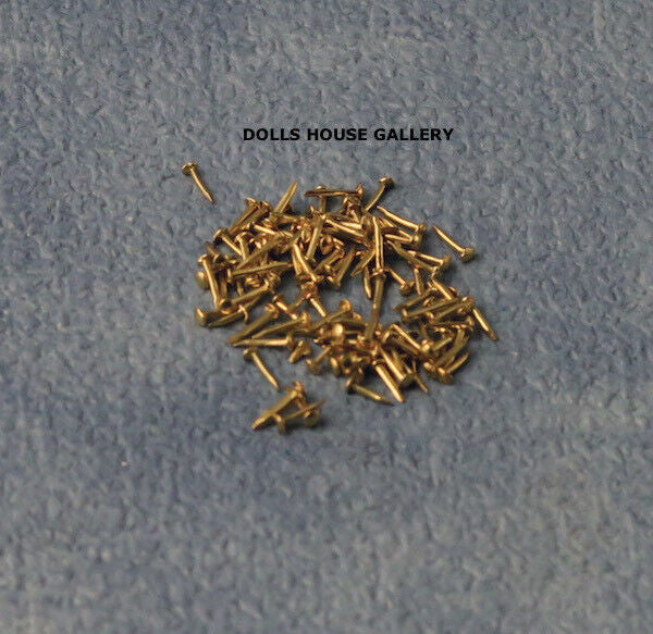 Brass Nails 4mm 100 Pack, Dolls House Miniatures, 1.12 Scale DIY