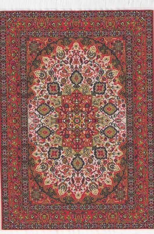 Large Turkish Carpet Rug Red, Dolls House Miniatures Floor Accessory