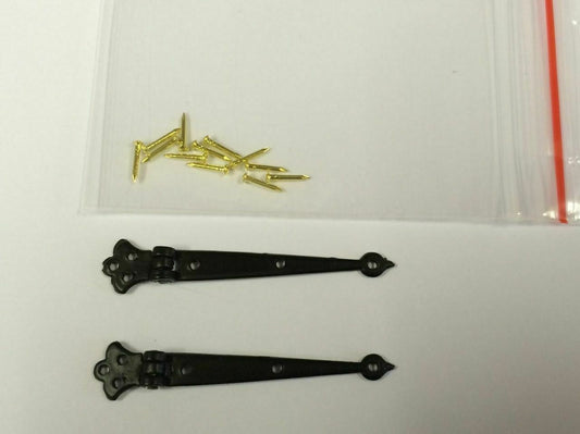 Black Hinges, Dolls House Miniature D.I.Y Fixtures