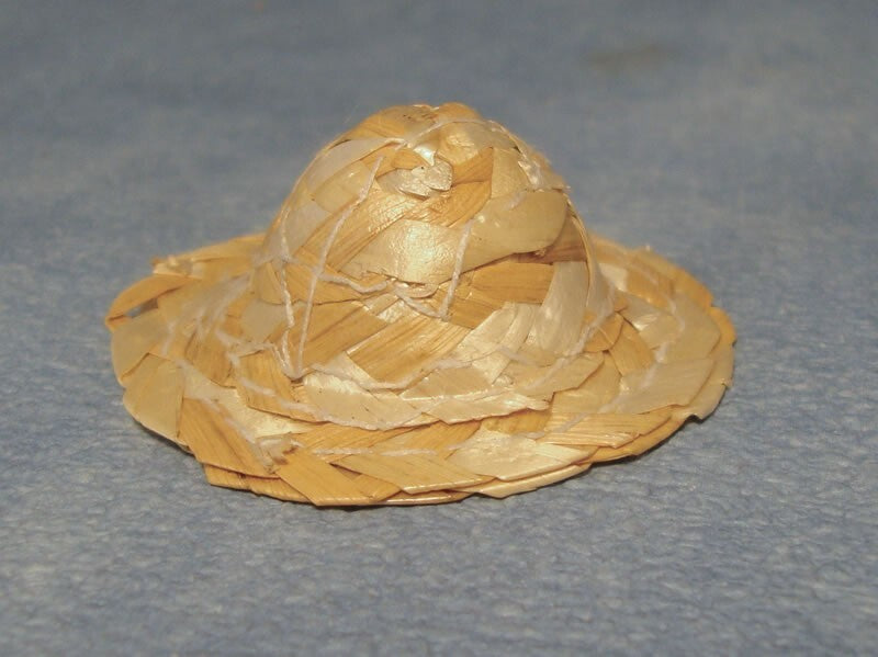 Real Straw Kids Hat, Small, Dolls House Miniature, 1.12 Scale Doll Accessory