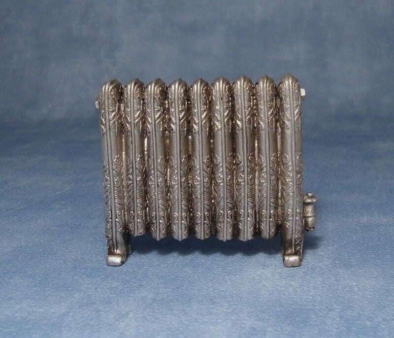 Column Radiator Antique Silver, Dolls House 1.12th Scale Miniature