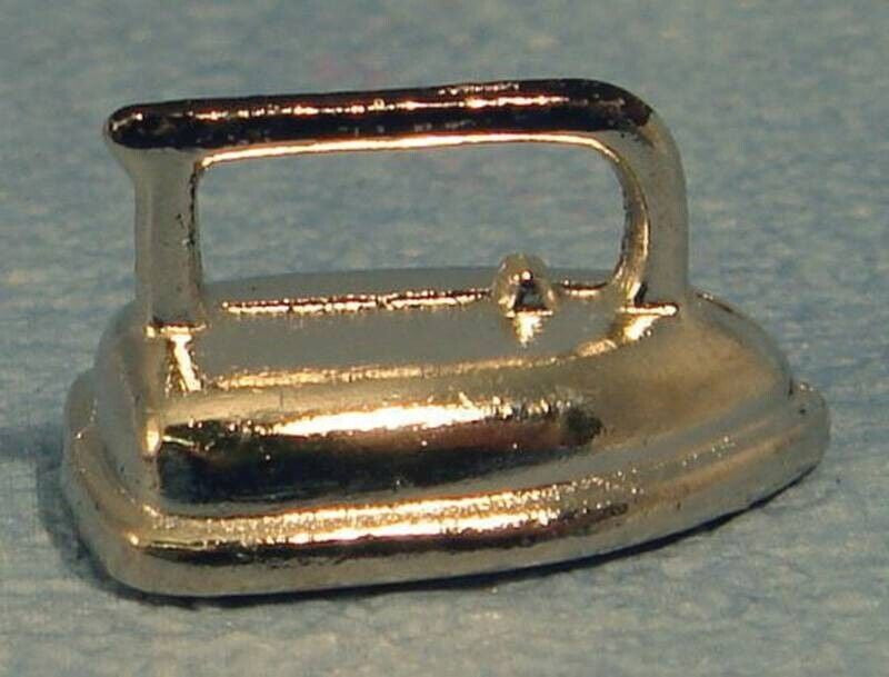 Silver Iron, Dolls House Miniature Accessories, 1:12 Scale, Ironing Miniatures
