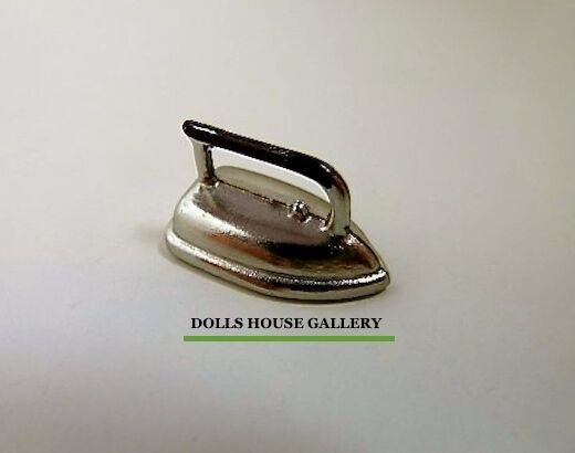 Silver Iron, Dolls House Miniature Accessories, 1:12 Scale, Ironing Miniatures