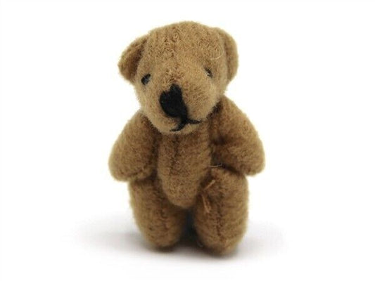 Small Brown Soft Teddy Bear, Dolls House Miniature, Nursery 1.12 Scale 30mm Tall