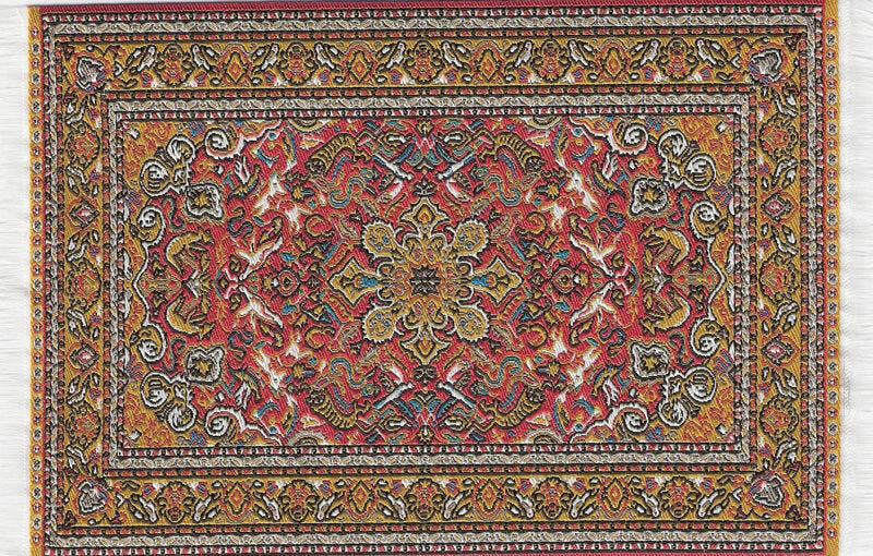 Medium Turkish Carpet Rug Red, Dolls House Miniatures, Mat Rug Flooring