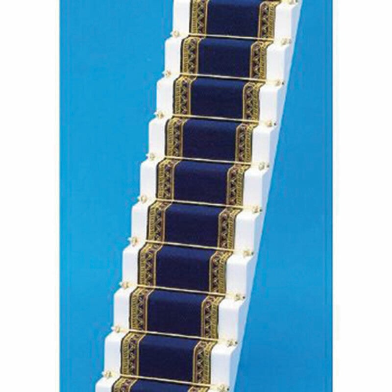 Navy & Gold Edged Stair Carpet, Doll House Miniature, Home Decor, Staircase