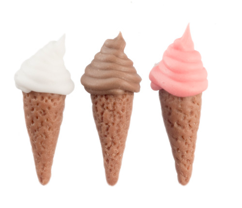 Three Ice Cream Cones, Dolls House Miniatures, Miniature Food