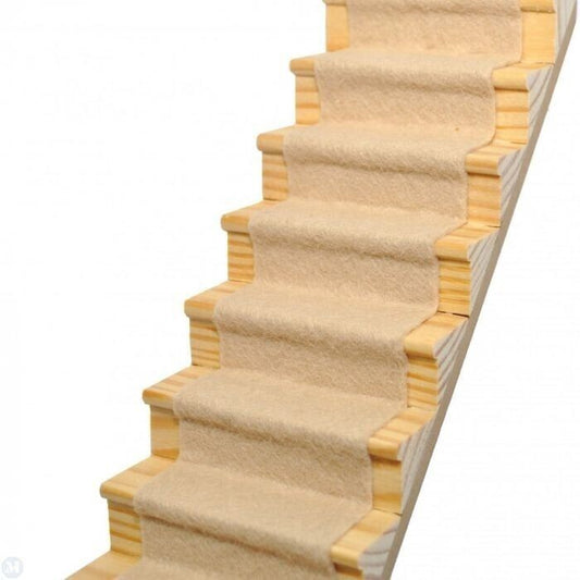 Beige Stair Carpet, Dolls House Miniature 1.12 Scale, Adhesive Backing, Carpets