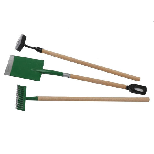 1:12 Scale Dolls House Miniature Garden Accessory Tools Set Spade Rake Shed