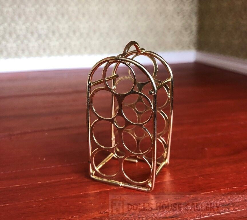 Gold Wine Rack, Dolls House Miniatures, Kitchen, Pub, Bar