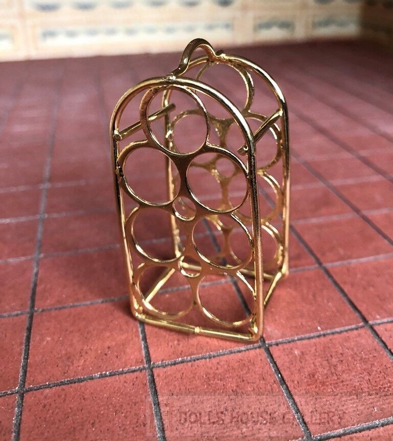 Gold Wine Rack, Dolls House Miniatures, Kitchen, Pub, Bar