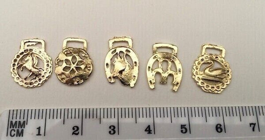 Five Horse Brasses, Dolls House Miniature, Fireplace Accessory, Ornaments