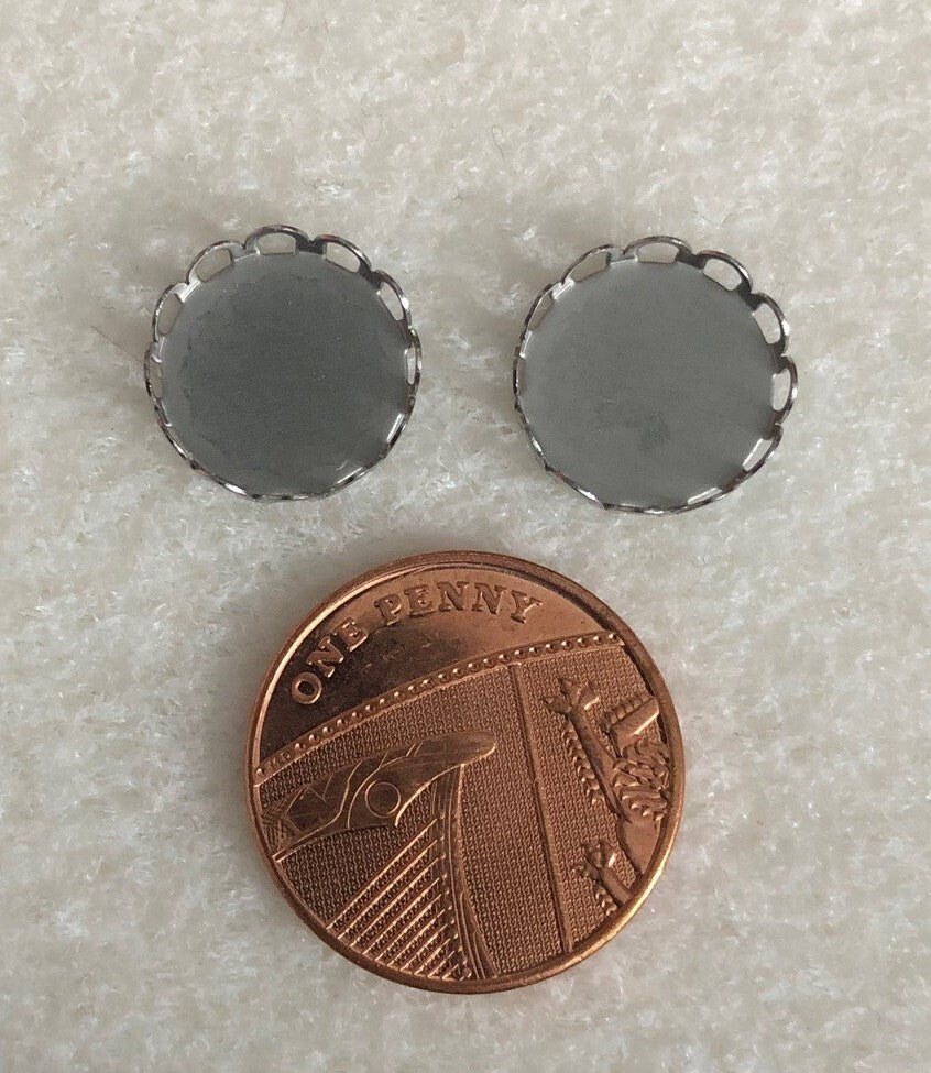 4 Tiny Round Silver Trays, Dolls House Miniature.