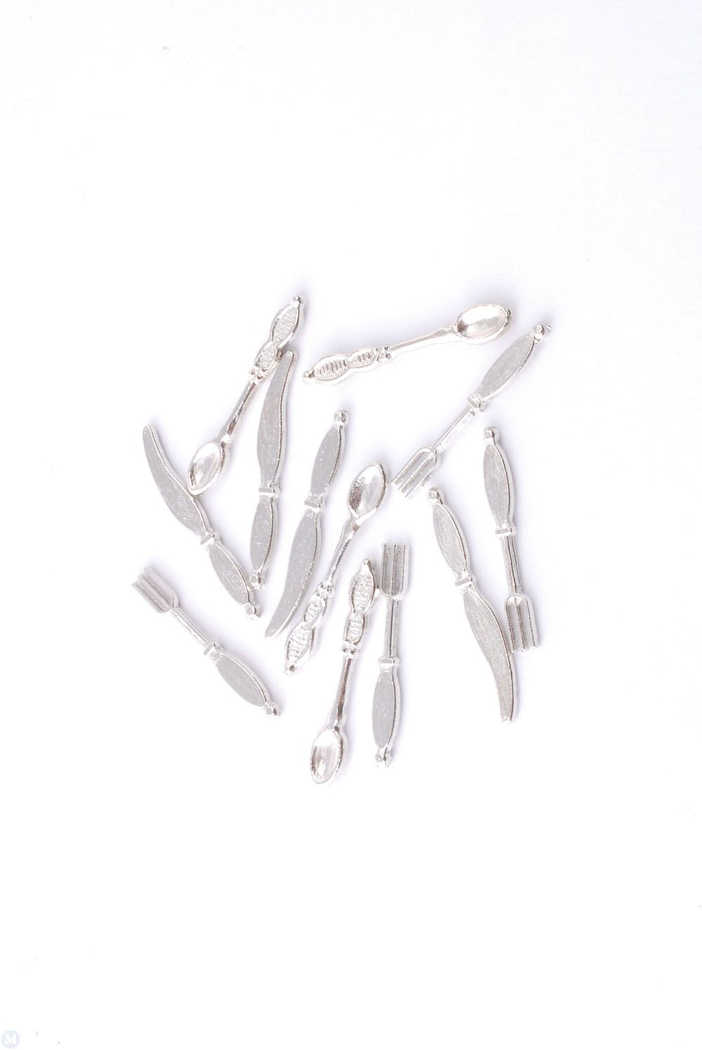 12 Piece Cutlery Set Silver, Dolls House Miniatures Kitchen Accessory