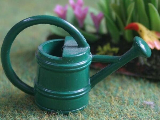 Dolls House Miniature Small Green Metal Watering Can Outdoor Gardening